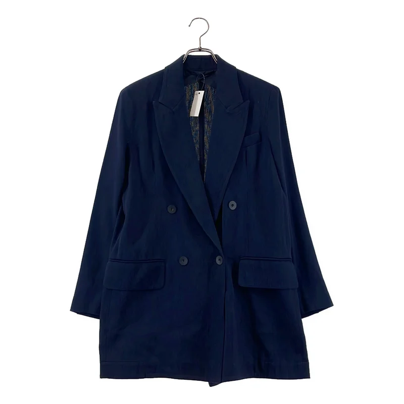 Max Mara / マックスマーラ | リネン コットン ダブルブレスト ロングテーラードジャケット | 38 | レディース