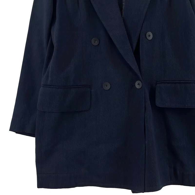 Max Mara / マックスマーラ | リネン コットン ダブルブレスト ロングテーラードジャケット | 38 | レディース
