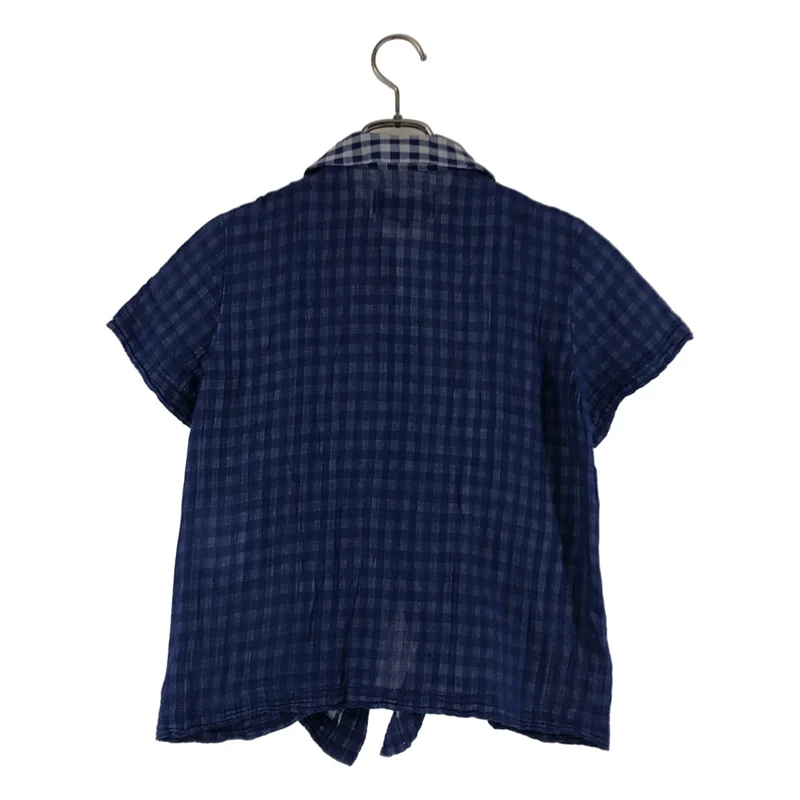 tricot COMME des GARCONS / トリココムデギャルソン | 2016SS | コットン チェック フリル 丸襟 シャツ ブラウス | S | レディース