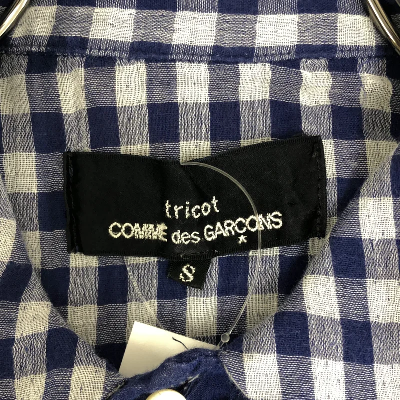 tricot COMME des GARCONS / トリココムデギャルソン | 2016SS | コットン チェック フリル 丸襟 シャツ ブラウス | S | レディース