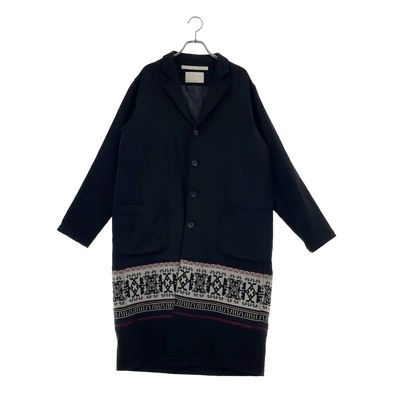 White Mountaineering / ホワイトマウンテニアリング | Wool Twill Primitive Pattern Jacquard Contrast Coat コート | 1 | メンズ