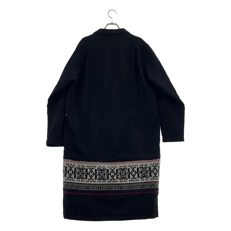 White Mountaineering / ホワイトマウンテニアリング | Wool Twill Primitive Pattern Jacquard Contrast Coat コート | 1 | メンズ