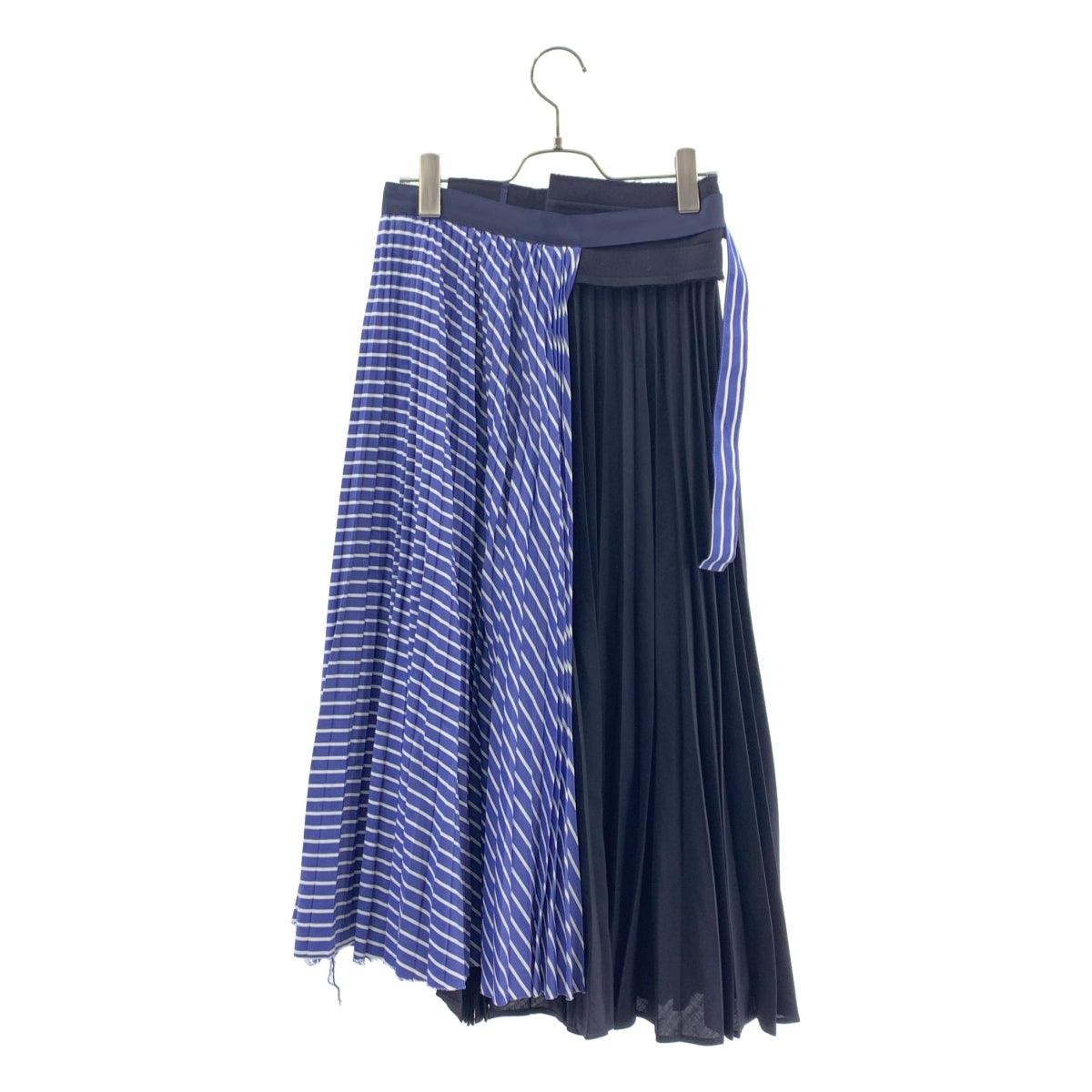 sacai / サカイ | ストライプ アシンメトリー プリーツスカート | 1