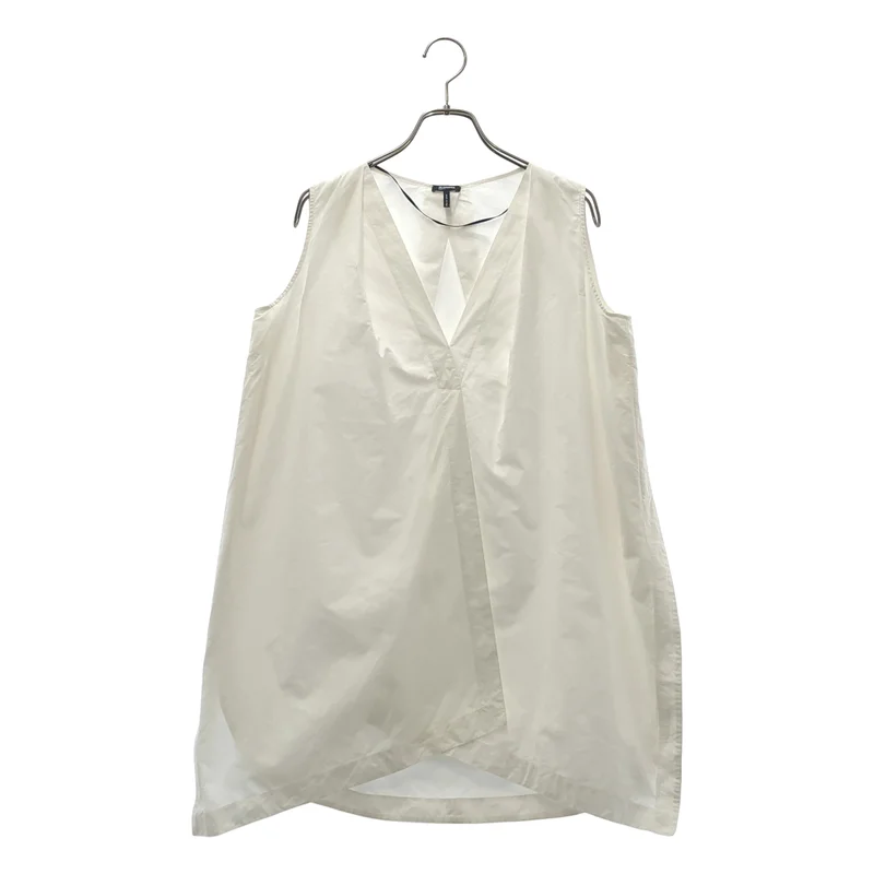 JIL SANDER NAVY / ジルサンダーネイビー | スリット Vネック ノースリーブ プルオーバーブラウス | 34 | レディース
