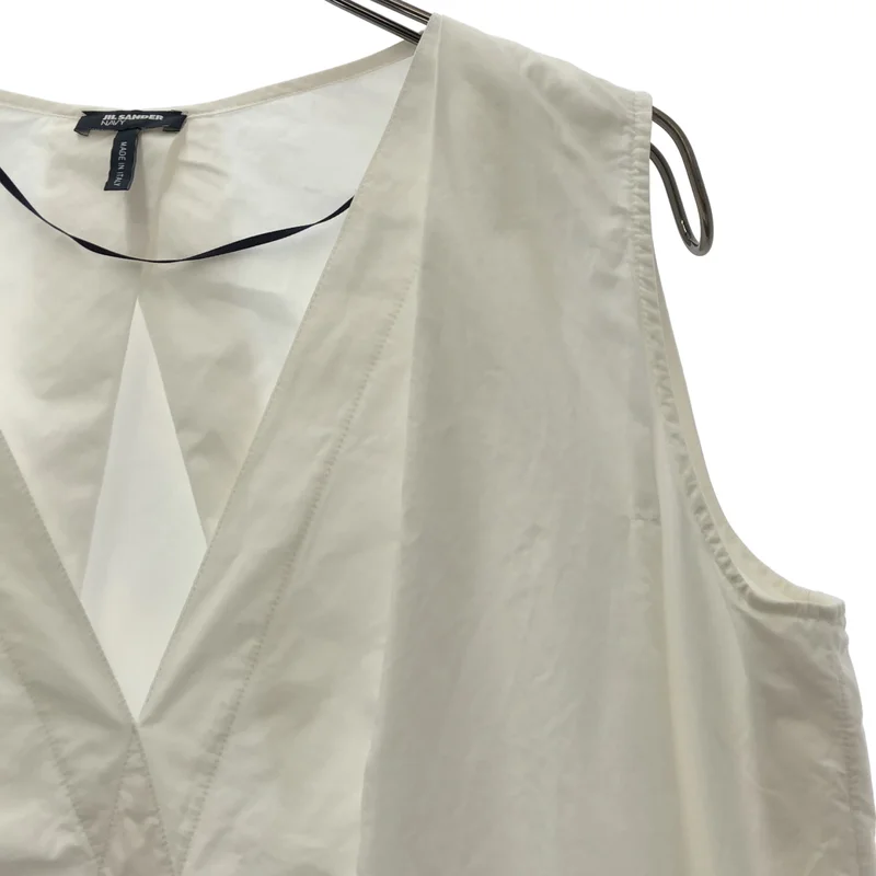 JIL SANDER NAVY / ジルサンダーネイビー | スリット Vネック ノースリーブ プルオーバーブラウス | 34 | レディース