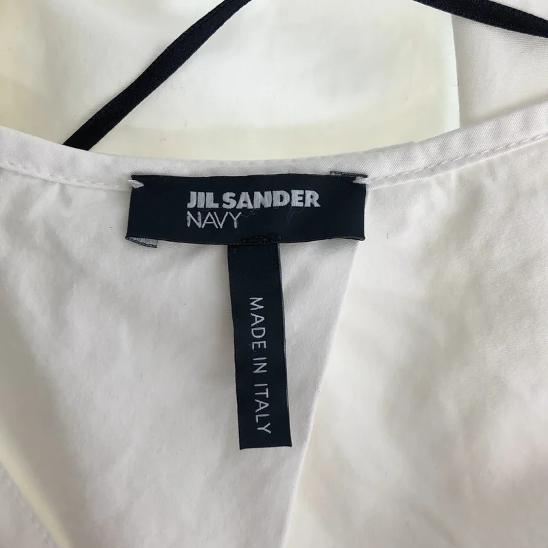 JIL SANDER NAVY / ジルサンダーネイビー | スリット Vネック ノースリーブ プルオーバーブラウス | 34 | レディース