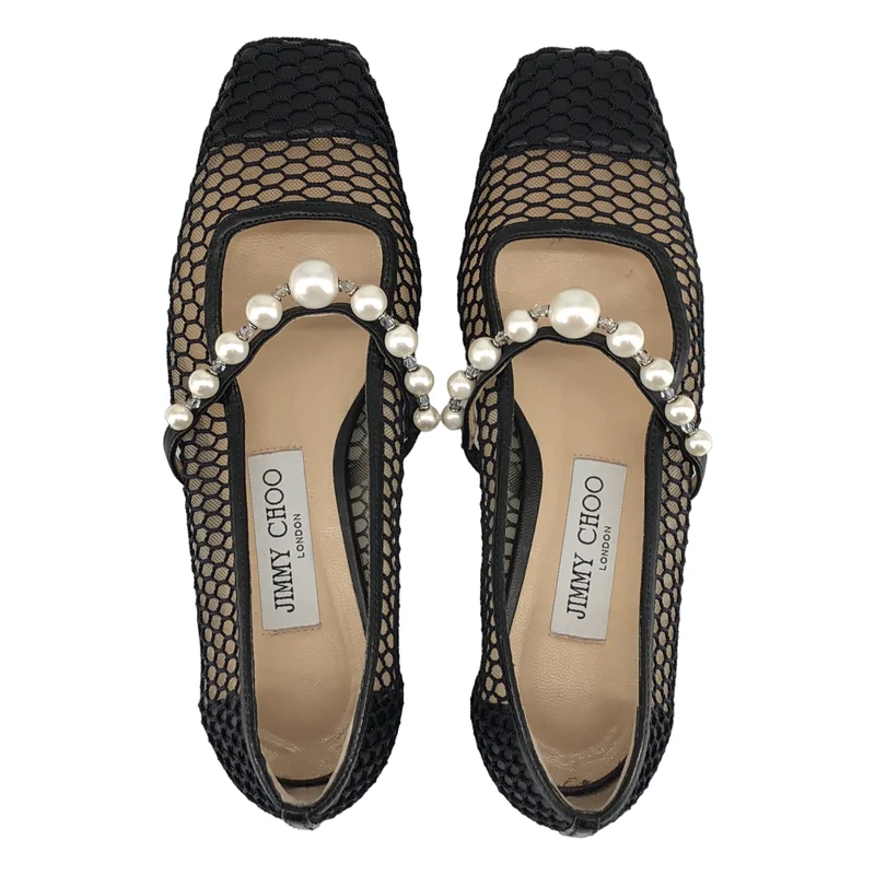 JIMMY CHOO / ジミーチュウ | パール メッシュ バレエシューズ | 34 1/2 | レディース