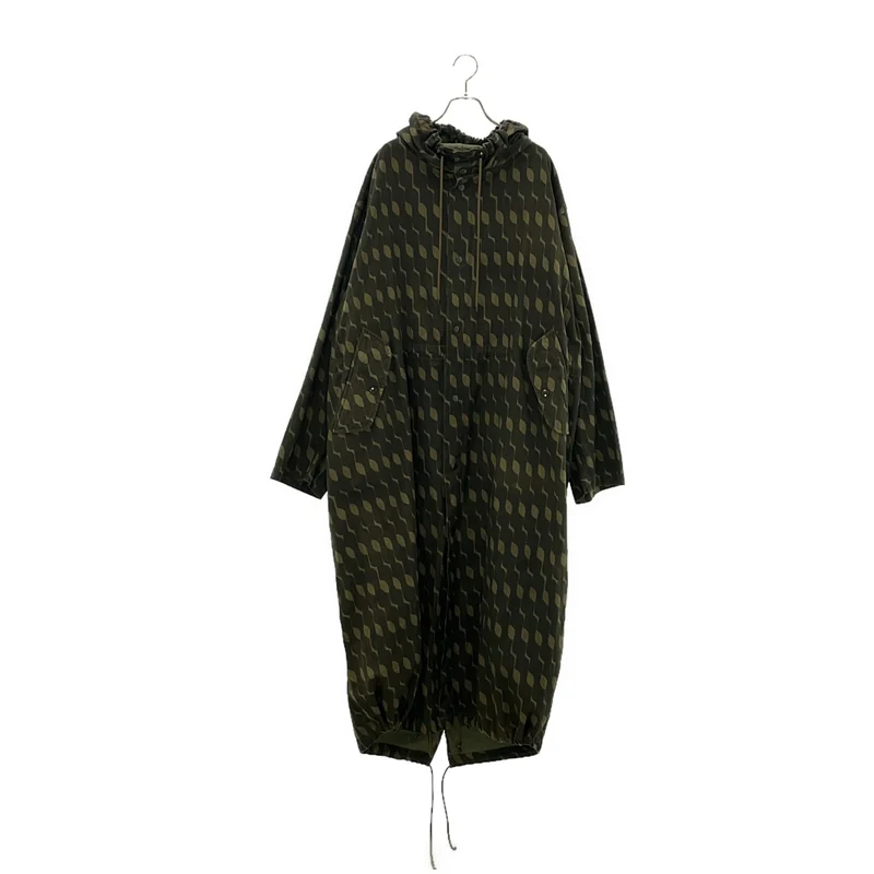 DRIES VAN NOTEN / ドリスヴァンノッテン | 2024SS | コットン リネン ジオメトリック ミリタリー フーデッド コート | S | メンズ