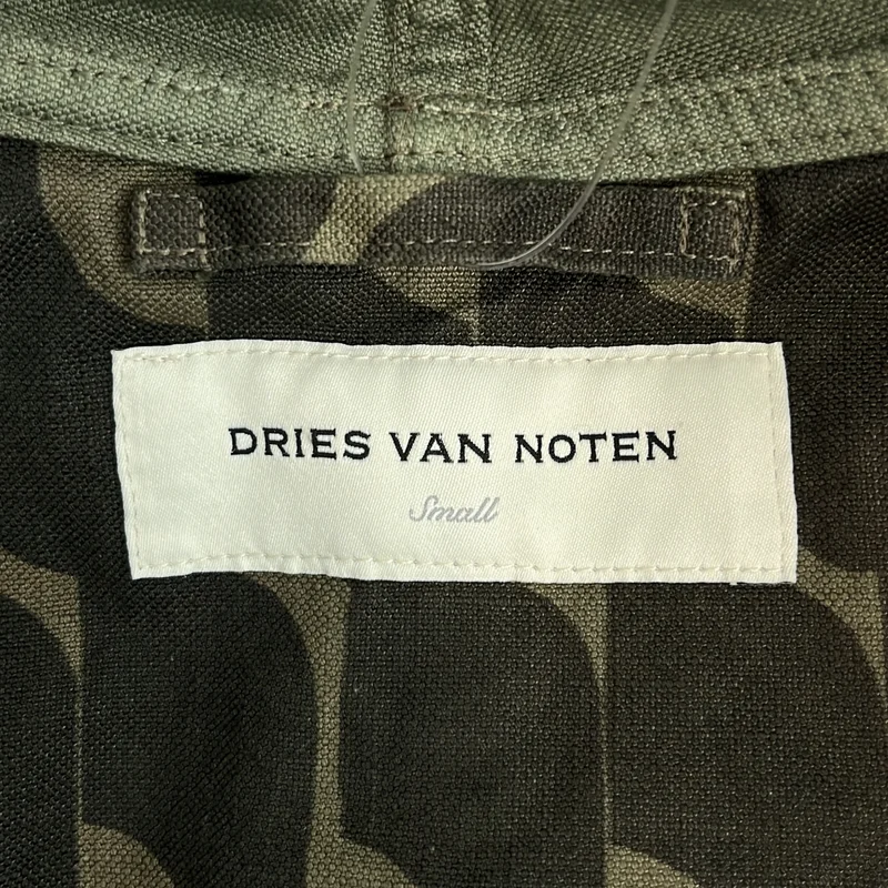 DRIES VAN NOTEN / ドリスヴァンノッテン | 2024SS | コットン リネン ジオメトリック ミリタリー フーデッド コート | S | メンズ