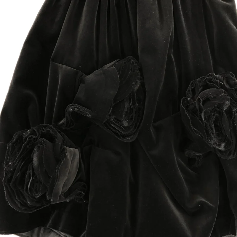 COMME des GARCONS / コムデギャルソン | 2018AW | ベロア 中綿 薔薇 フラワー装飾 ドローストリング ボリューム スカート | S | レディース