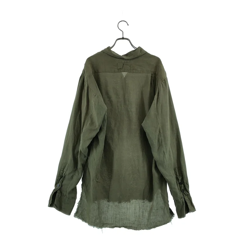 GREG LAUREN / グレッグローレン | COLLARED ARMY LINEN STUDIO SHIRT / リネン レギュラーカラー シャツ | 2 | メンズ