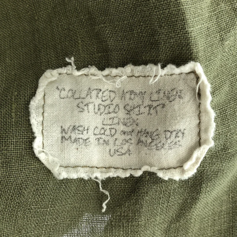 GREG LAUREN / グレッグローレン | COLLARED ARMY LINEN STUDIO SHIRT / リネン レギュラーカラー シャツ | 2 | メンズ