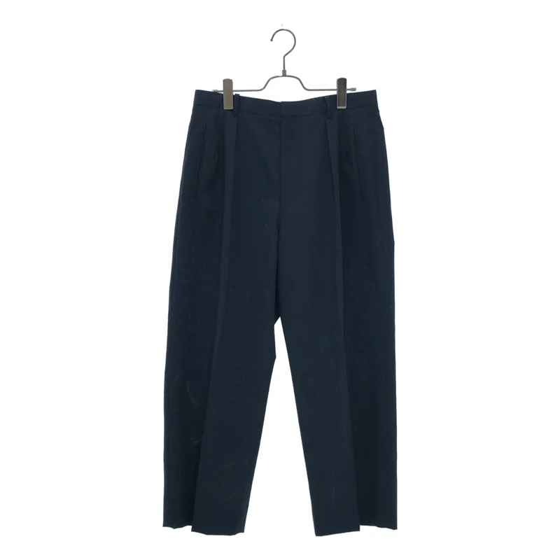 【美品】  NEAT / ニート | Fake Ripstop Srousers / タック スラックス パンツ | 46 | ネイビー | メンズ NEAT / ニート | Fake Ripstop Srousers / タック スラックス パンツ