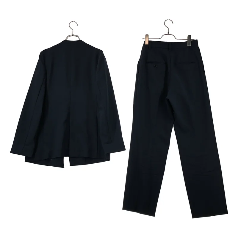 Spick and Span / スピックアンドスパン | セットアップ ポリエステル ノーカラー ジャケット / タック パンツ |