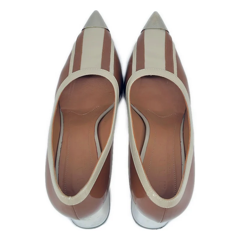 MARNI / マルニ | エナメル バイカラー メタル切り替え ポインテッドトゥ ヒールパンプス | 38 | レディース