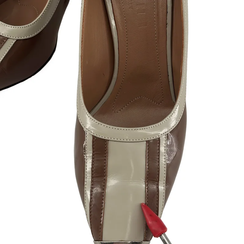 MARNI / マルニ | エナメル バイカラー メタル切り替え ポインテッドトゥ ヒールパンプス | 38 | レディース