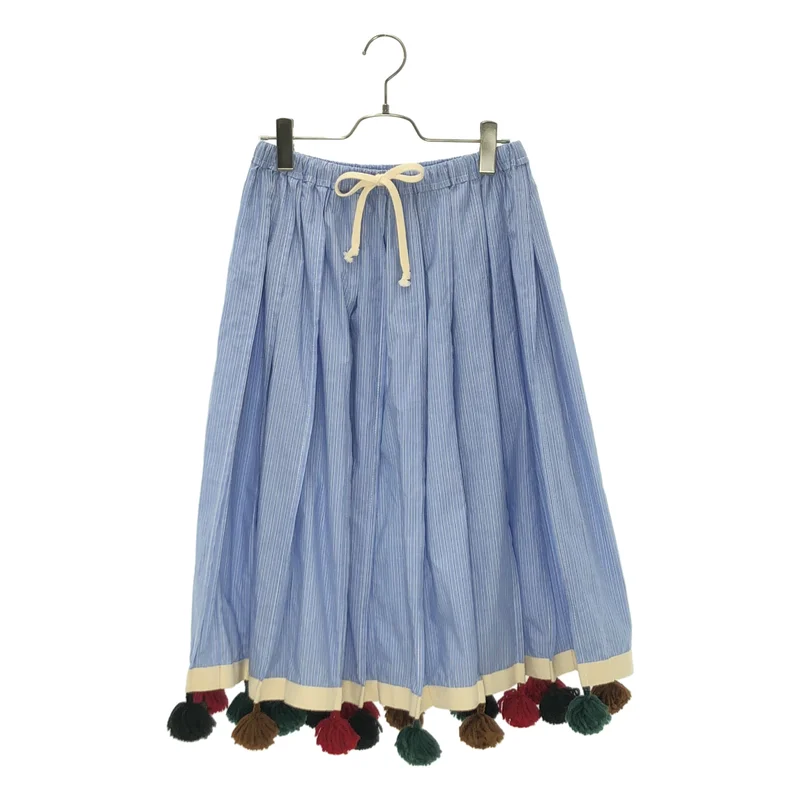 tricot COMME des GARCONS / トリココムデギャルソン | 2014AW | コットン ストライプ ボンボン装飾 プリーツスカート |