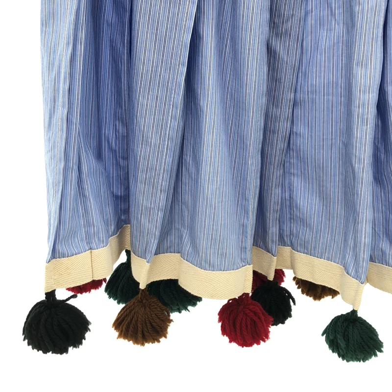 tricot COMME des GARCONS / トリココムデギャルソン | 2014AW | コットン ストライプ ボンボン装飾 プリーツスカート |