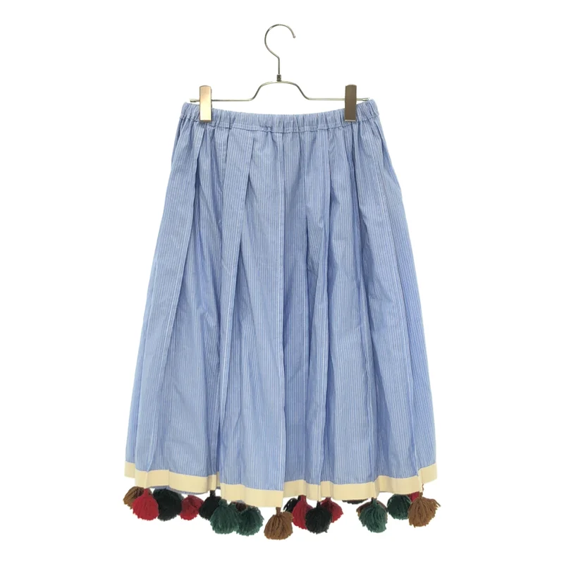 tricot COMME des GARCONS / トリココムデギャルソン | 2014AW | コットン ストライプ ボンボン装飾 プリーツスカート |