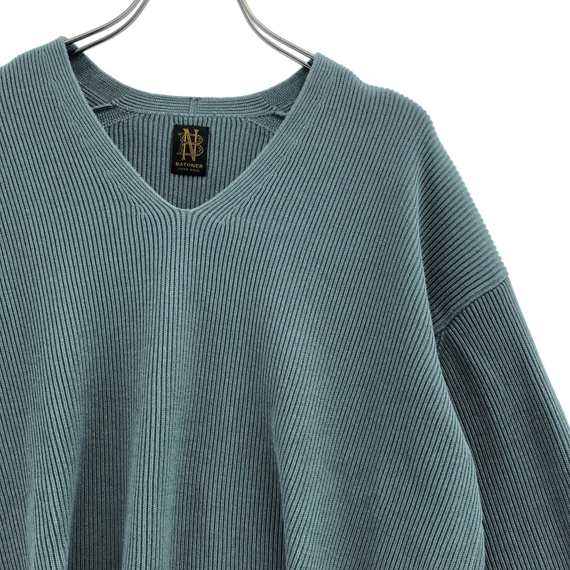 BATONER / バトナー | HIGH COUNT RIB V-NECK Vネック リブニット | 2 | レディース