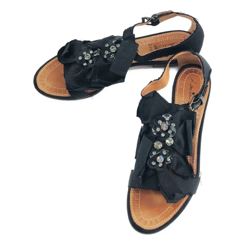LANVIN / ランバン | ビジュー 装飾 リボン カットオフ ストラップ サンダル | 37 | レディース