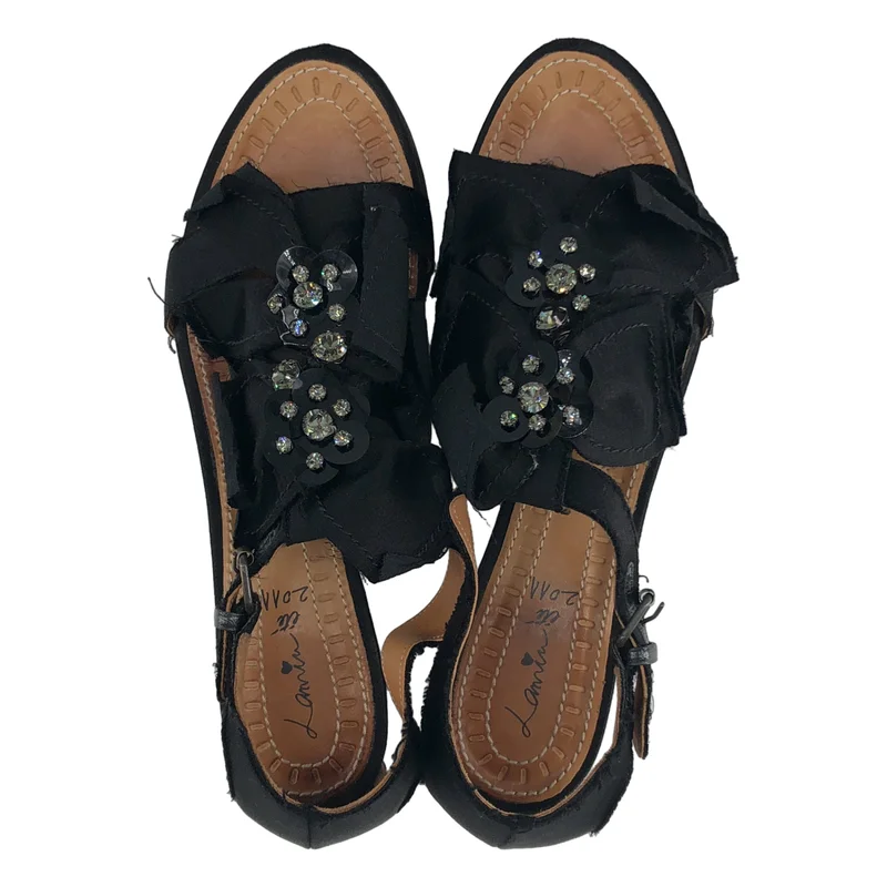 LANVIN / ランバン | ビジュー 装飾 リボン カットオフ ストラップ サンダル | 37 | レディース