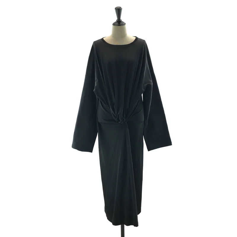 MM6 Maison Margiela / エムエムシックスメゾンマルジェラ | 2018AW | FRONT DRAPE DRESS スウェット 切替 ワンピース | S | レディース