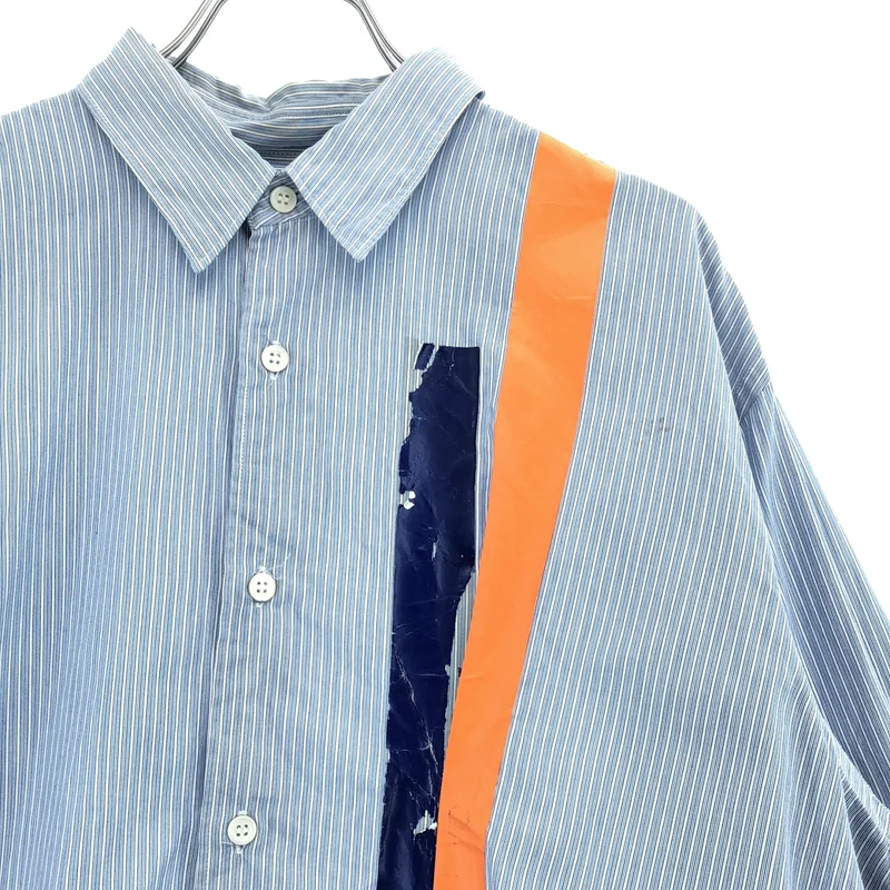 COMME des GARCONS HOMME / コムデギャルソンオム | AD1996 | コットン ストライプ 2ライン テーピングシャツ |