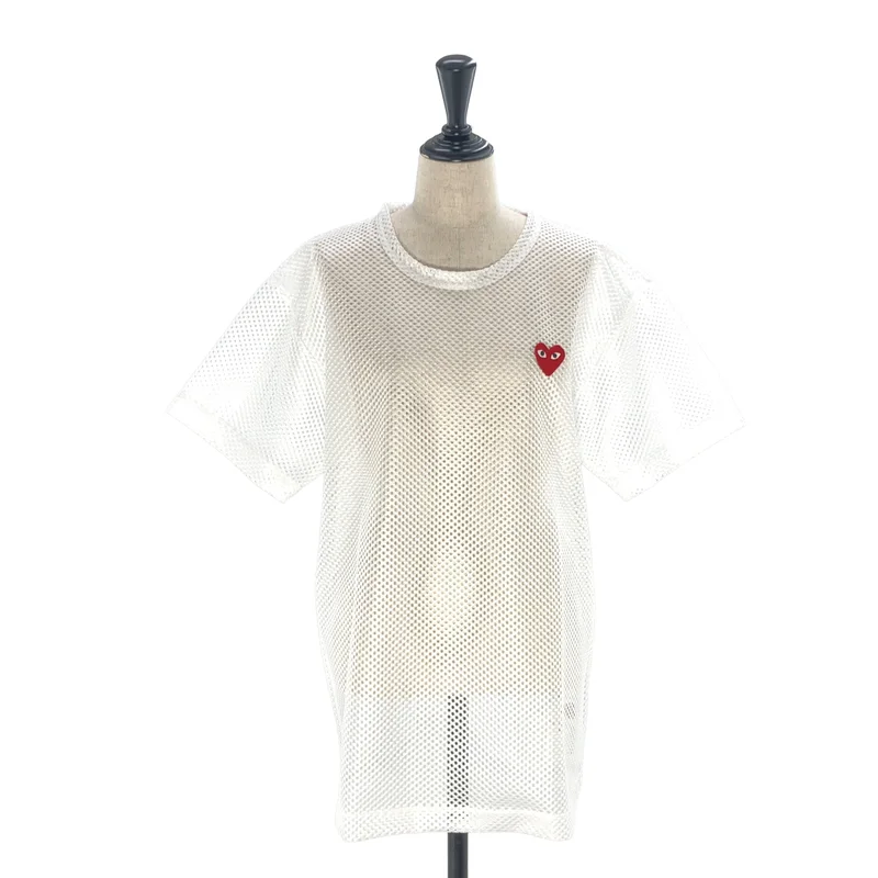 PLAY COMME des GARCONS / プレイコムデギャルソン | AD2025/8 | MESH T-SHIRT RED EMBLEM / レッドハート メッシュTシャツ | L | メンズ