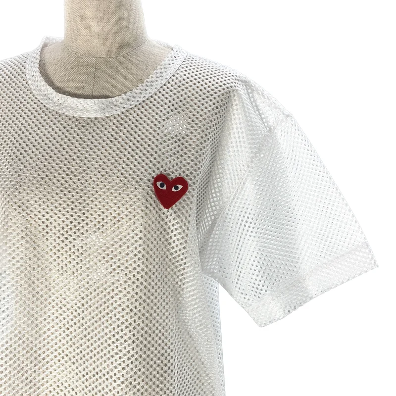 PLAY COMME des GARCONS / プレイコムデギャルソン | AD2025/8 | MESH T-SHIRT RED EMBLEM / レッドハート メッシュTシャツ | L | メンズ