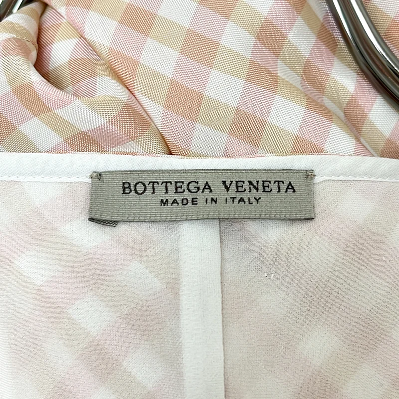 BOTTEGA VENETA / ボッテガヴェネタ | スパンコール ギャザー ロング チェック ワンピース | 38 | レディース
