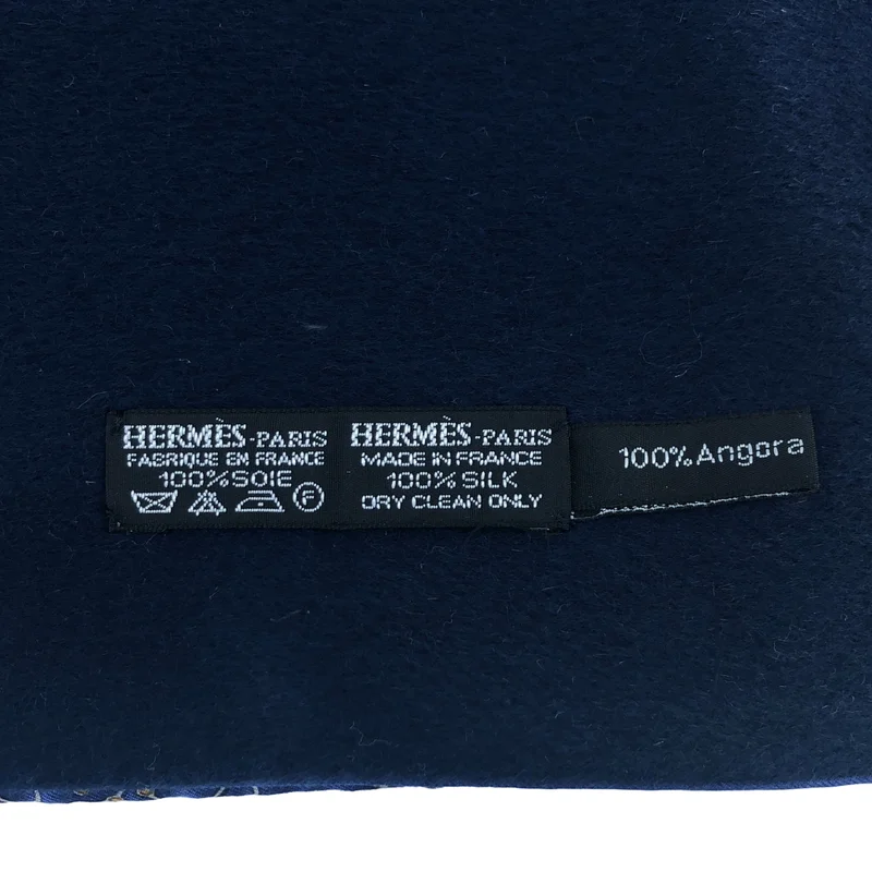 HERMES / エルメス | シルク アンゴラ リバーシブル ジオメトリック フリンジマフラー |