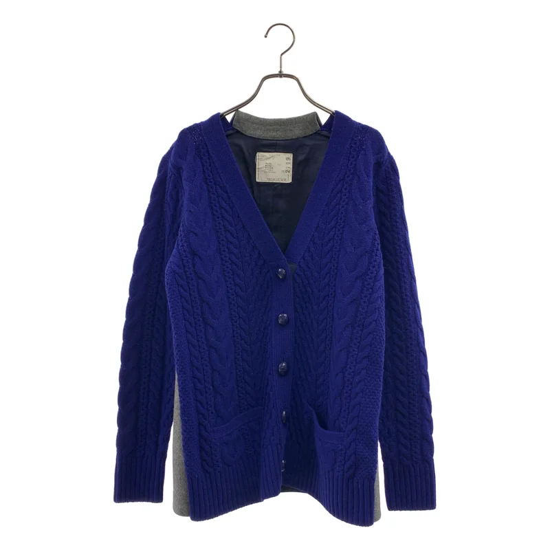 sacai / サカイ | ウール ケーブルニット Vネックカーディガン | 2 | レディース