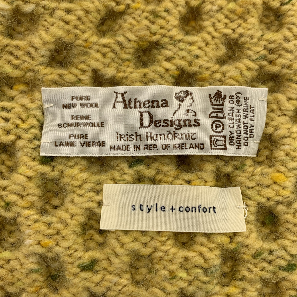 【美品】  Athena Designs / アテナデザイン | × style+confort ウール ケーブル アラン ニットカーディガン | ナチュラル | レディース ATHENA DESIGNS（アテナデザイン） アテナ デザイン アランニット