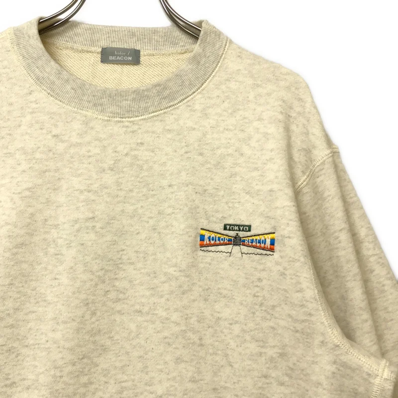 kolor BEACON / カラービーコン | 異素材 切り替え ロゴ刺しゅう クルーネックスウェット | 1 | メンズ