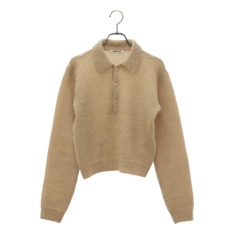 AURALEE / オーラリー | 2023AW | BRUSHED SUPER KID MOHAIR KNIT SHORT POLO ポロシャツ | 1 | レディース