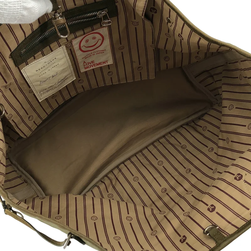 READYMADE / レディメイド | × A LOVE MOVEMENT / ROOMY BAG / レザーハンドル キャンバストートバッグ |