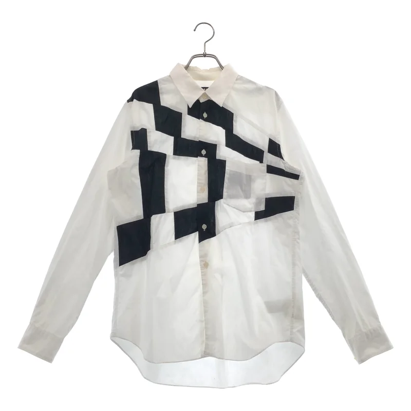 BLACK COMME des GARCONS / ブラックコムデギャルソン | 2014SS | コットン チェッカー切替 レギュラーカラーシャツ | L | メンズ