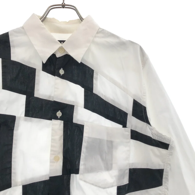 BLACK COMME des GARCONS / ブラックコムデギャルソン | 2014SS | コットン チェッカー切替 レギュラーカラーシャツ | L | メンズ