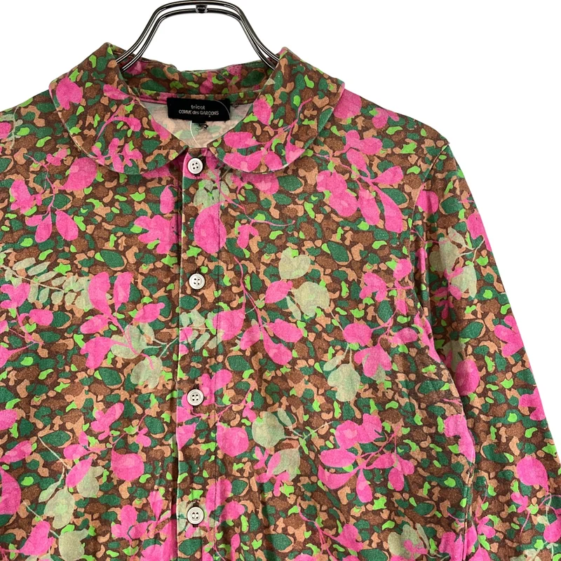 tricot COMME des GARCONS / トリココムデギャルソン | 2013AW | プリント加工 コットン ラウンドカラー シャツ | M | レディース