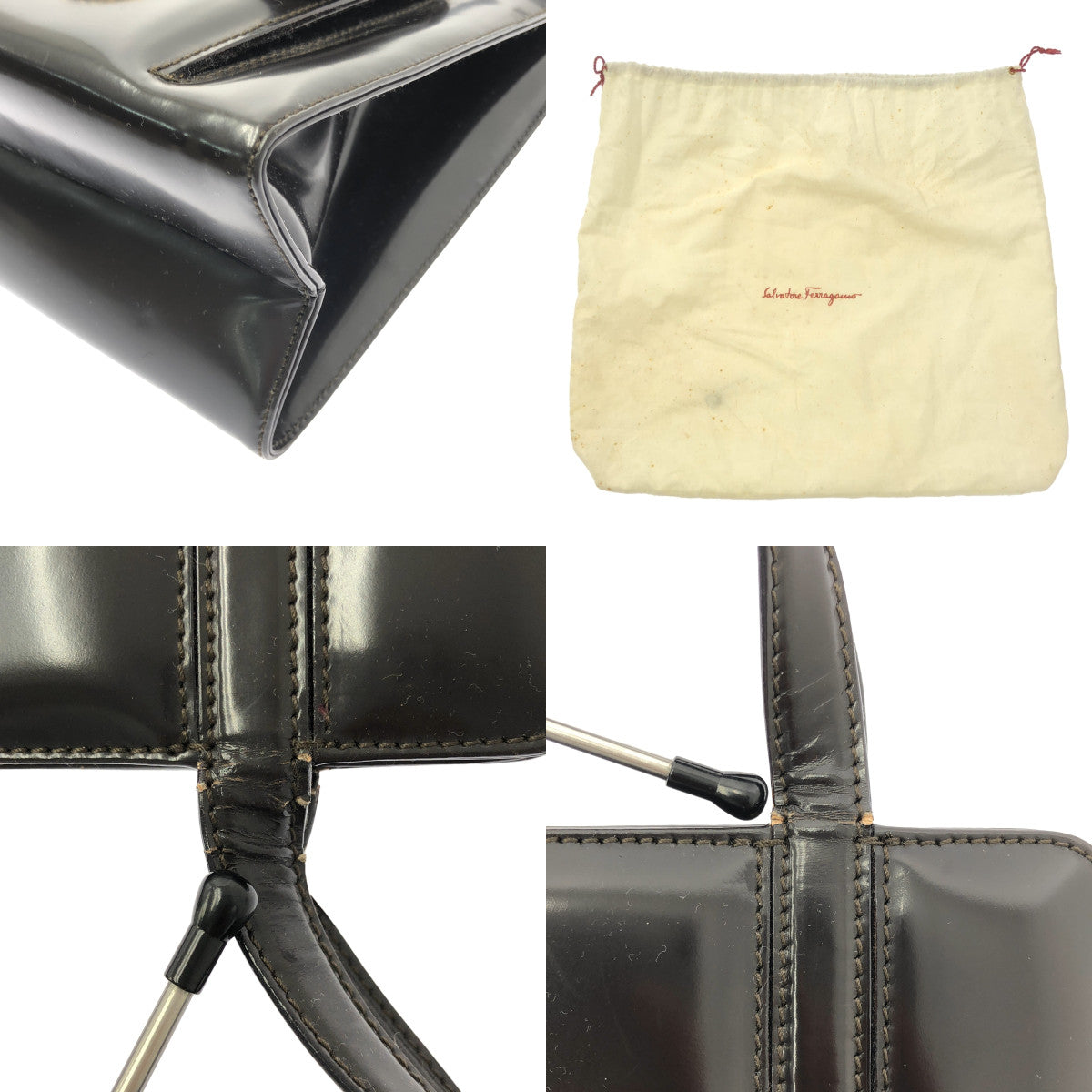 SalvatoreFerragamo ガンチーニ エナメルレザー  バッグ 美品】 Salvatore Ferragamo / サルヴァトーレフェラガモ | エナメル