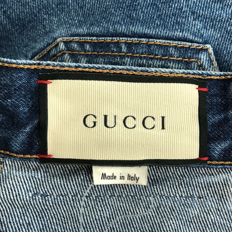 GUCCI / グッチ | ヴィンテージ加工 サイドライン ストレートデニムパンツ | 30 | レディース