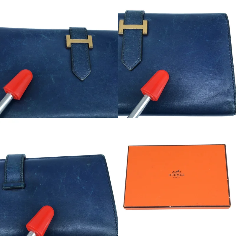 HERMES / エルメス | Bearn / ベアン レザー ゴールド金具 ウォレット 財布 / ユニセックス |