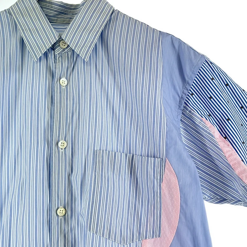 COMME des GARCONS SHIRT / コムデギャルソンシャツ | 2013SS | ストライプ 切替 半袖シャツ | XS | メンズ