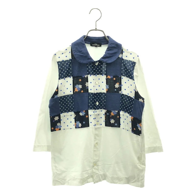 tricot COMME des GARCONS / トリココムデギャルソン | 2013SS | コットン パッチワーク 丸襟 シャツ ブラウス | M | レディース