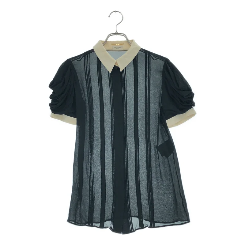 SAINT LAURENT / サンローラン | 2014SS | エディ期 シルク 半袖 シアーブラウス | 36 | レディース