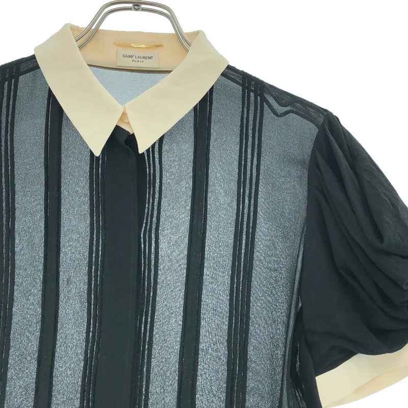 SAINT LAURENT / サンローラン | 2014SS | エディ期 シルク 半袖 シアーブラウス | 36 | レディース