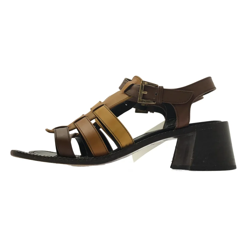 PRADA / プラダ | レザー グルカ ヒールサンダル | 37 | レディース