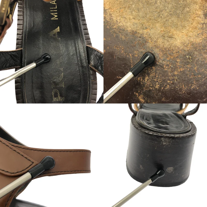 PRADA / プラダ | レザー グルカ ヒールサンダル | 37 | レディース