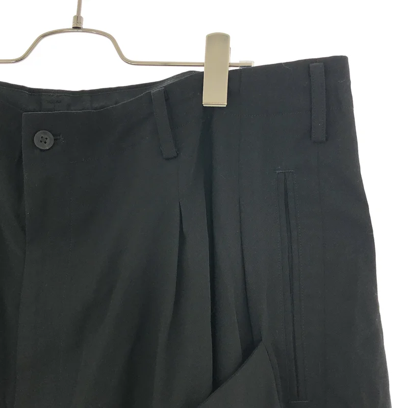 YOHJI YAMAMOTO POUR HOMME / ヨウジヤマモトプールオム | 2022SS | フラシ付 ウールギャバジン パンツ HG-P59-100 | 3 | メンズ